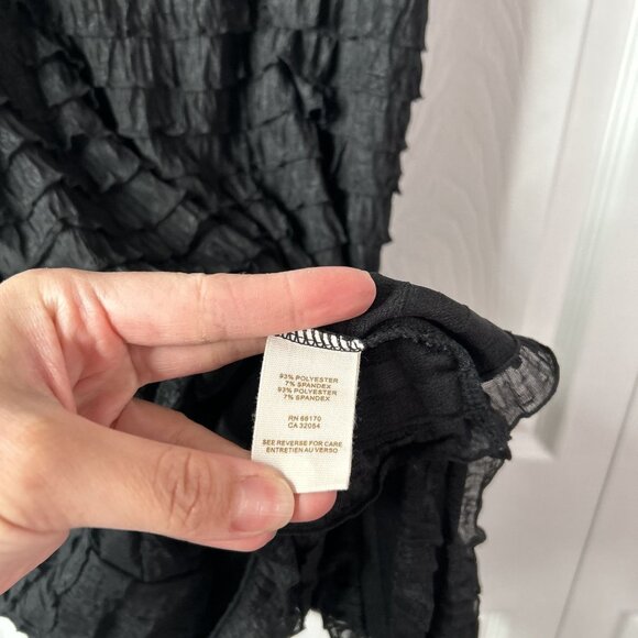 Free People Black Ruffle Scoop Neck Sleeveless Mini Dress Women's Size Large L - Picture 5 of 7
